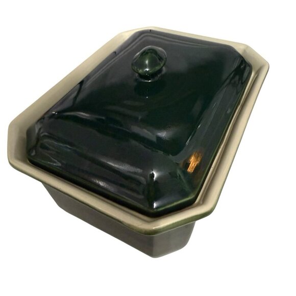 Emile Henry Forest Green Rectangle Loaf Casserole Covered Dish Lid France VTG - Picture 7 of 12